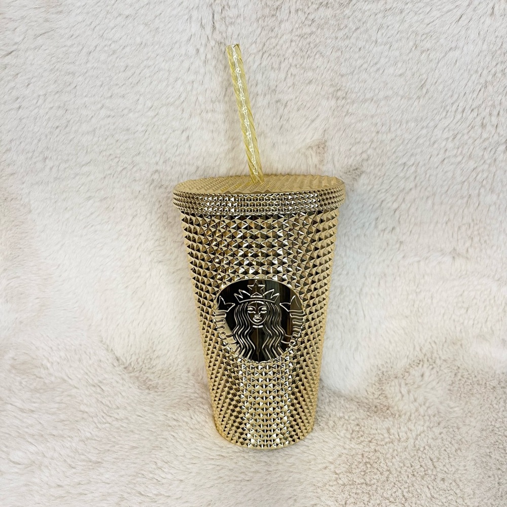 Starbucks Grande Gold Metallic Chrome Bling Studded …